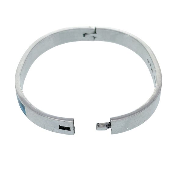 Vintage Mexican Taxco TM-39 Sterling Silver 925 Dyed Howlite Bangle Bracelet 7" - Picture 5 of 8